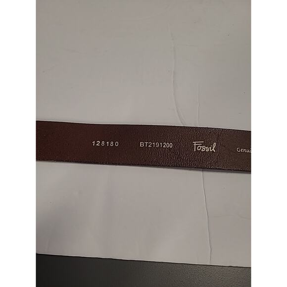 Fossil WMS Leather Belt Solid Brown Square Silver Buckle XL Adjustable 35-39" - Picture 7 of 10